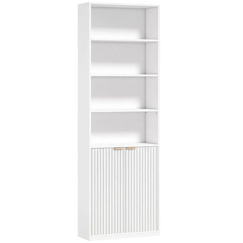 HOMCOM Bookcase Adjustable Shelf Bookshelf Anti-Tip Hardware 6-Tier, White