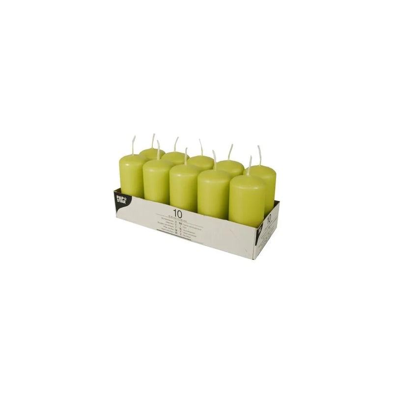 Pillar Candles 9cm Pack Of 10 - Lime Green
