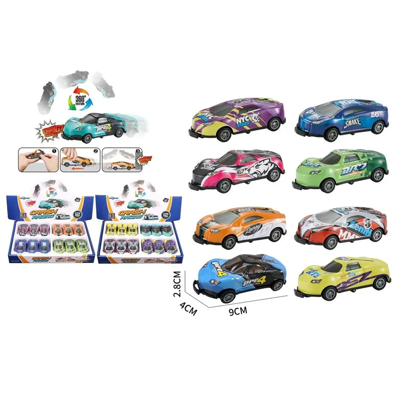 Metal Car Crash Racing Pull Back Box Of 12 Cars