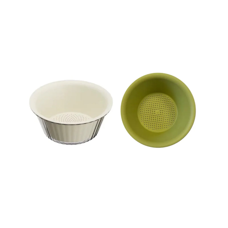 Plastic Round Fruit Washing Basin Bowl With Strainer Assorted Colours