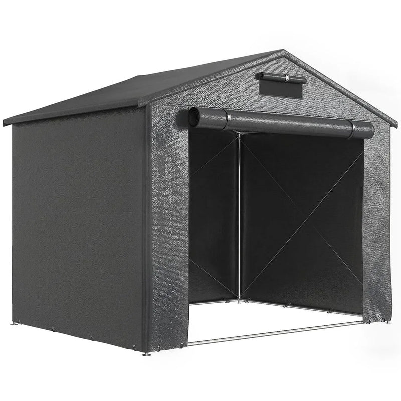 Outsunny 8 x 6 ft Outdoor Garden Storage Shed, Waterproof Bike Tent with Roll-Up Zipper Door