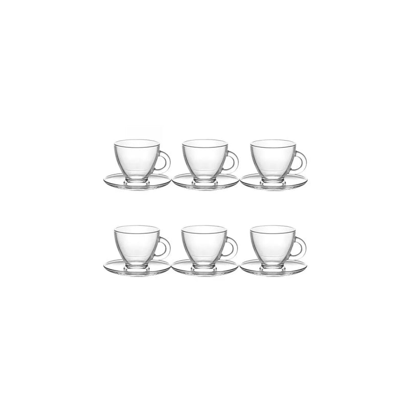 Roma Espresso Cup Glasses 95Cc Set Of 12 – 6 Cups &Amp; 6 Saucers