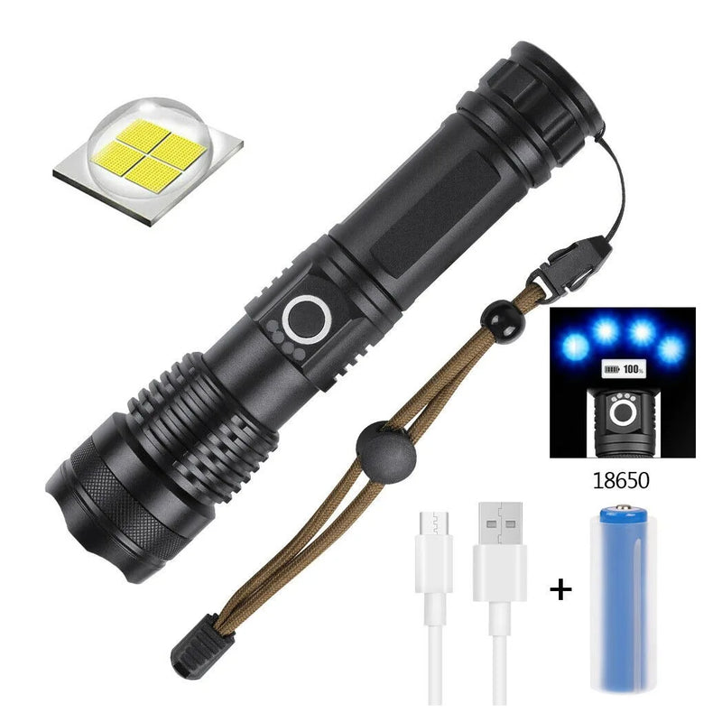 USB Rechargeable LED Flashlight 5-Mode Outdoor Camping Hiking Flashlight (US Logistics For USPS/DHL/Fedex/UPS. No designated logistics accepted，TK/TMEU only For self-pickup）