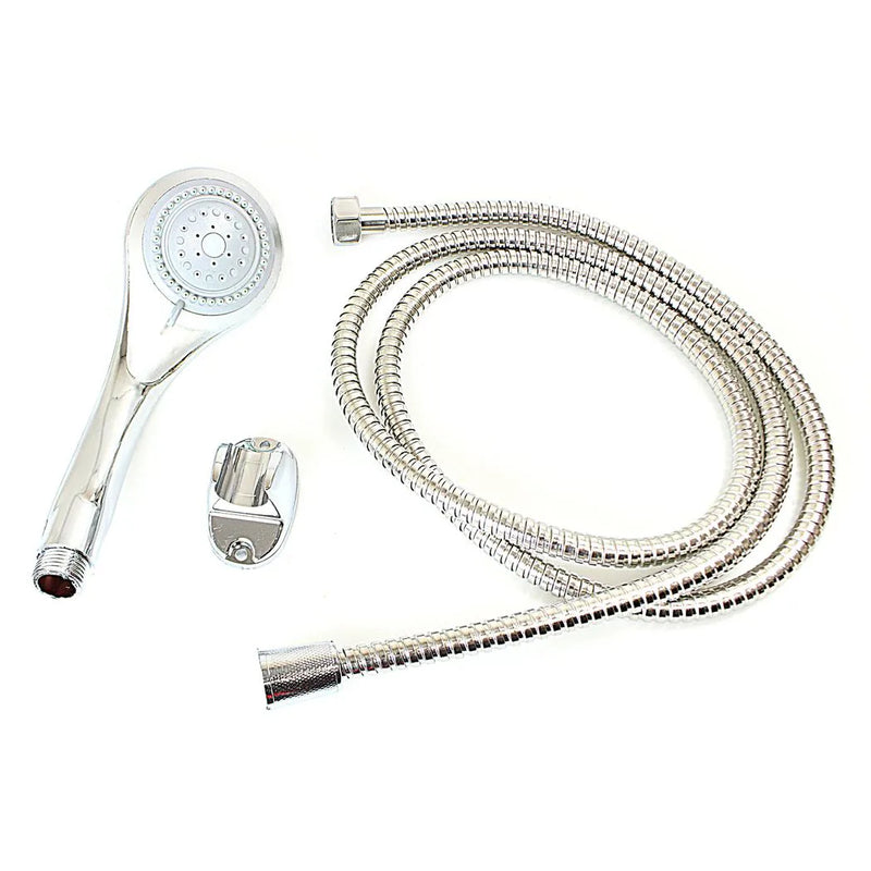 Shower Head With Fle x ible Shower Hose Pipe Chrome Bathroom Set