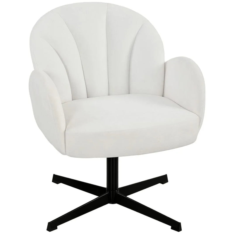 HOMCOM Swivel Accent Chair, Shell-Shaped Armchair with Spring Cushion, Metal Base, Cream White