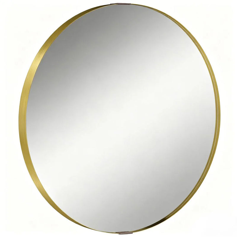 HOMCOM Round Wall Mirror 61 cm, Wall Mounted Bathroom Mirror with Tempered Safety Glass and Aluminium Alloy Frame, Gold Tone