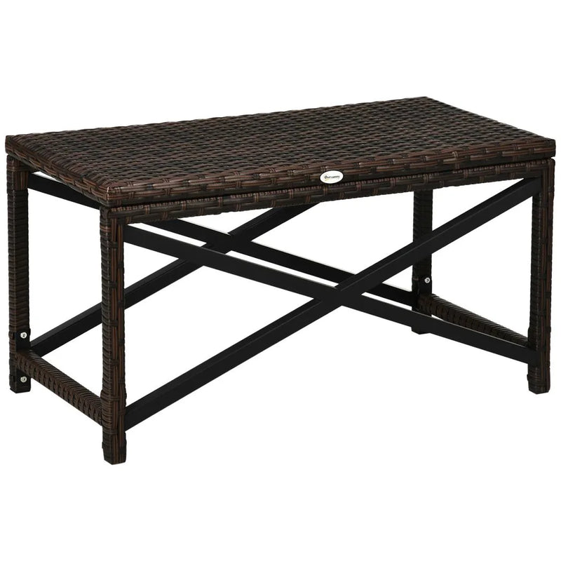 Outsunny Outdoor Coffee Table Side Table with X-Shape Frame for Patio, Balcony, Mixed Brown