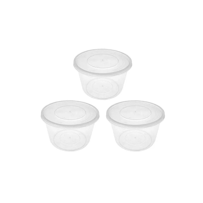 Disposable Plastic Round Food Container 40Oz 1250Ml Pack Of 3