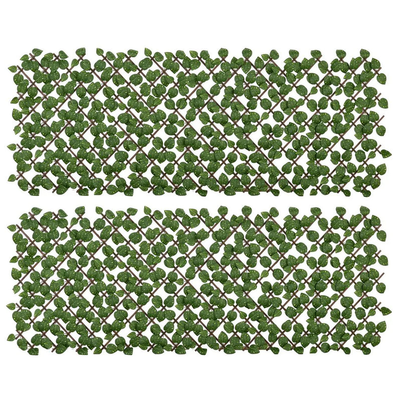 Outsunny Set of 2 Expandable Artificial Trellis Hedges ? Realistic Leaf Privacy Screen, 2 x 1 m