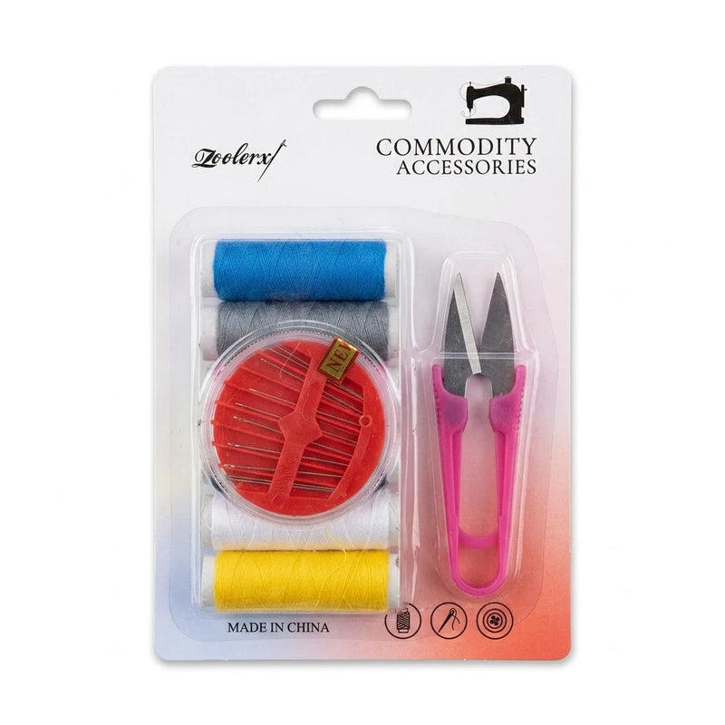 Sewing Kit Pack Of 8 – Needles, Thread Snips &Amp; 6 Assorted Colour Threads