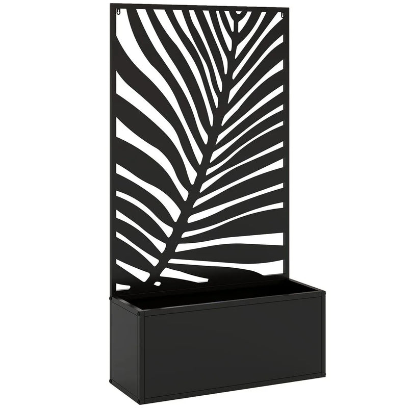 Outsunny Metal Garden Bed for Garden with Trellis, Wall Mounted or Freestanding Raised Planter with Privacy Screen