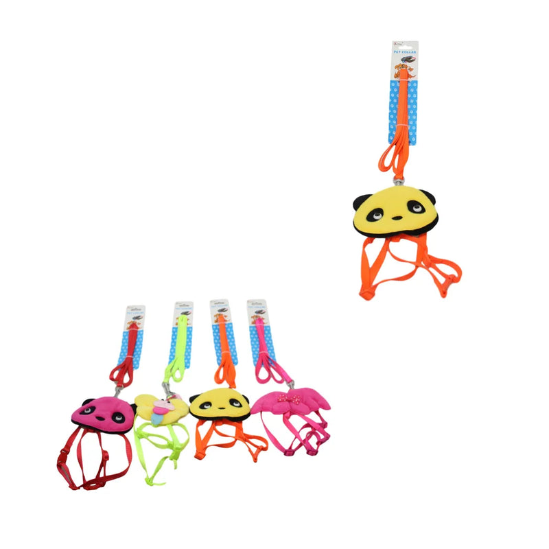 Pet Dog Leash With Harness Cartoon Design One Size Small Assorted Designs