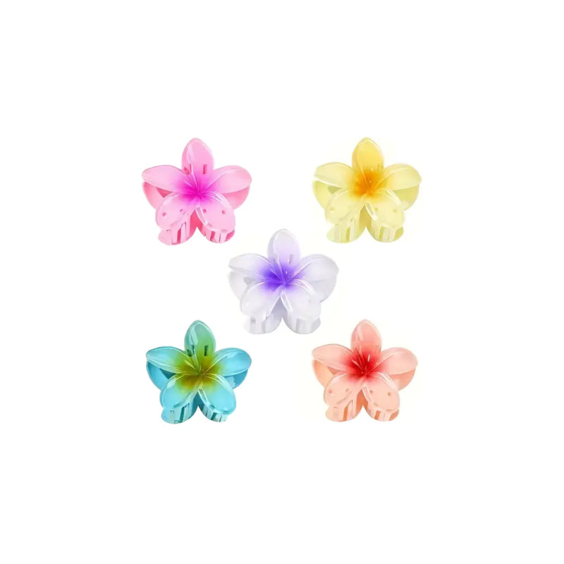 Plastic Tropical Frangipani Flower Hair Claw Clip Assorted Colours