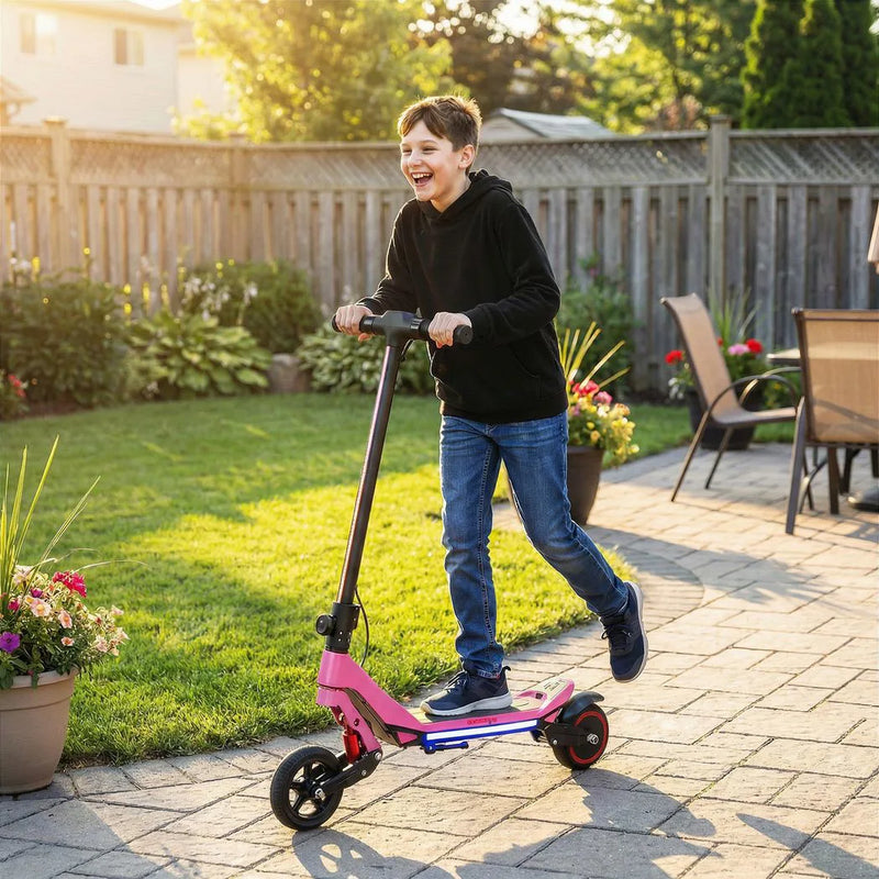 SPORTNOW Electric Scooter for Kids, Foldable E Scooter for Age Age 6 with LED Display, RGB lights, Up to 16km/h, Pink