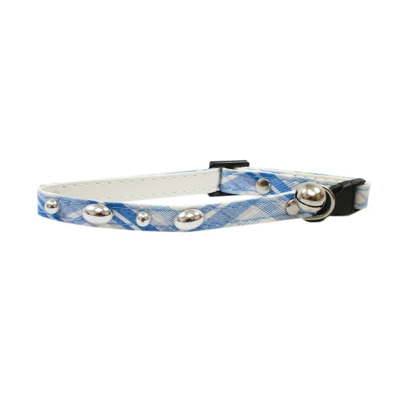 Pet Dog Cat Collar Tartan Print With Bell Assorted Colours
