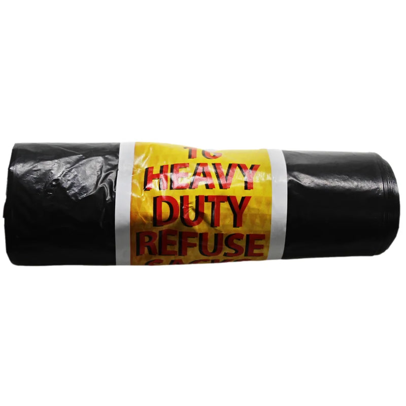 Black Heavy Duty Refuse Sacks Bin Bags Roll Of 10