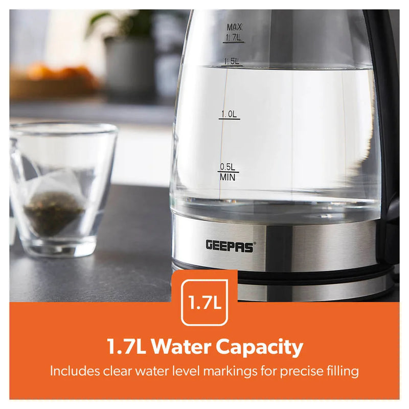 Glass Cordless Electric Kettle 1.7L 1500W Black