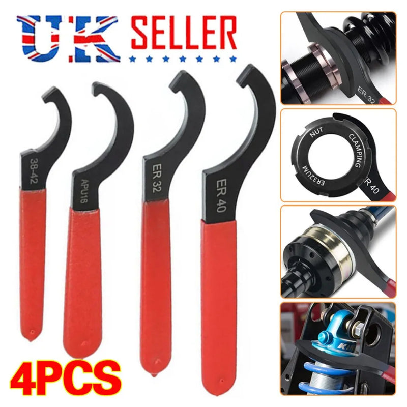 4PCS Coilover Wrench, Hook Wrenches Tools Set Shock Spanner Wrench Set C-Shape