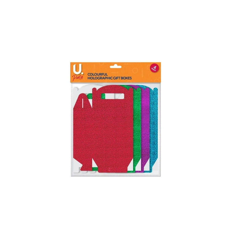 Holographic Paper Gift Bo x Colourful Pack Of 4