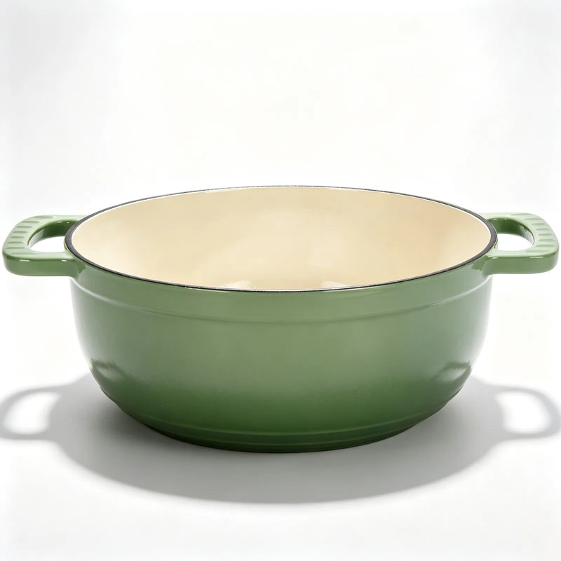 Cast iron 6QT cooking pot - Gradient red - Includes two silicone gloves - Enamel pot