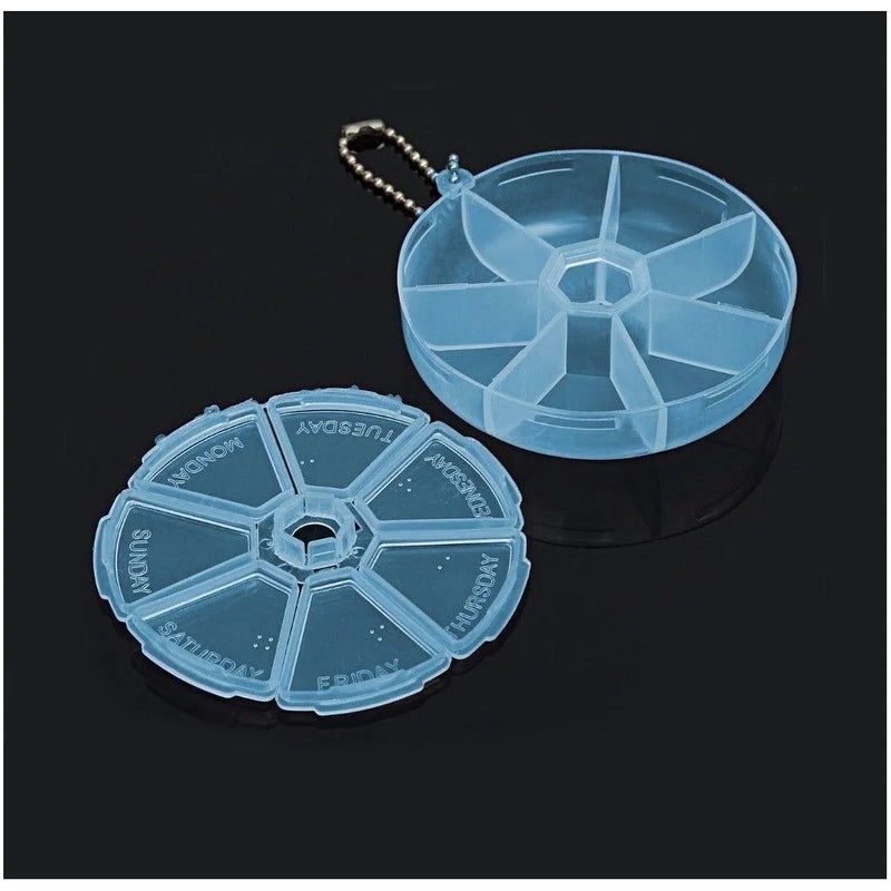Round Plastic Pill Bo x Container 7 Days Assorted Colours