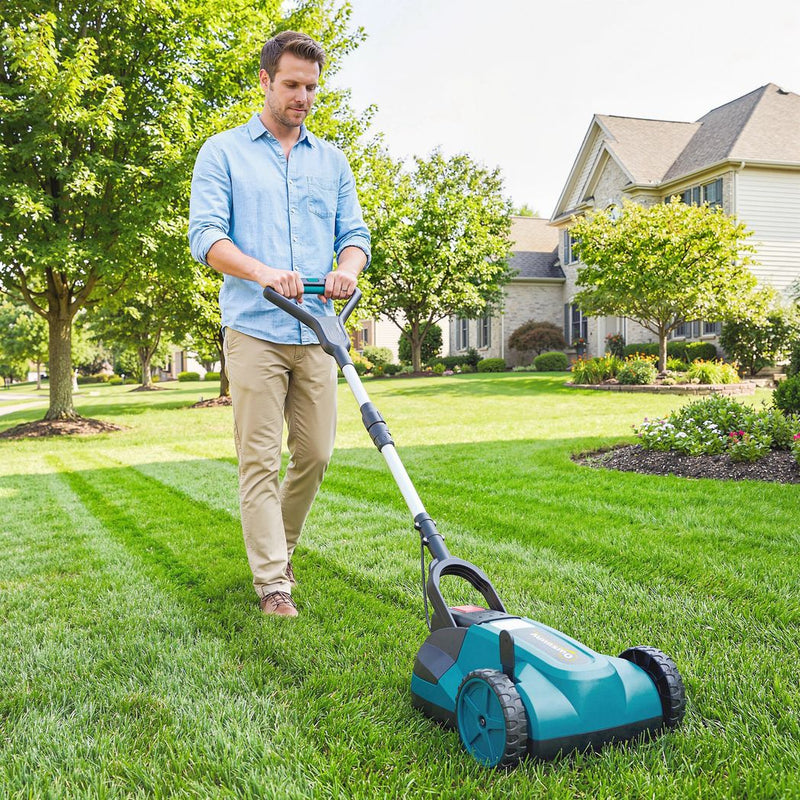 Outsunny 18V Cordless Lawnmower with 2 x 4Ah Batteries & Charger, Battery Lawn Mower with 21cm Cutting Width, 3 Cutting Heights