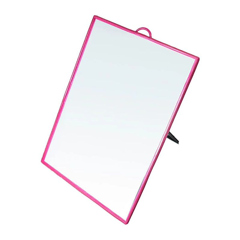 Desk Table Plastic Coloured Border Square Shaped Mirror Assorted Colours