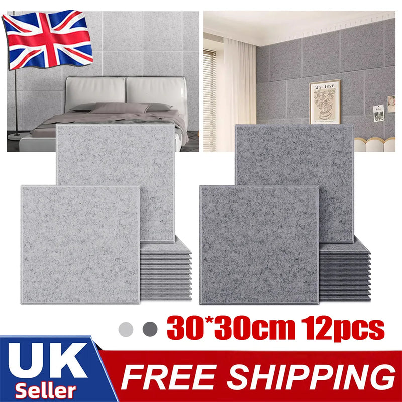 12x Acoustic Wall Panel Tiles Studio Sound Proofing Insulation Self Adhesive Pad-Dark gray