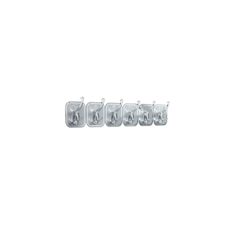 Plastic Adhesive Stick On Hooks 6 Hooks Assorted Colours