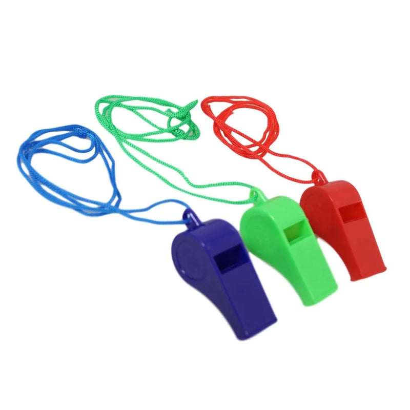 Plastic Whistles With Neck Cord Pack Of 3 Assorted Colours