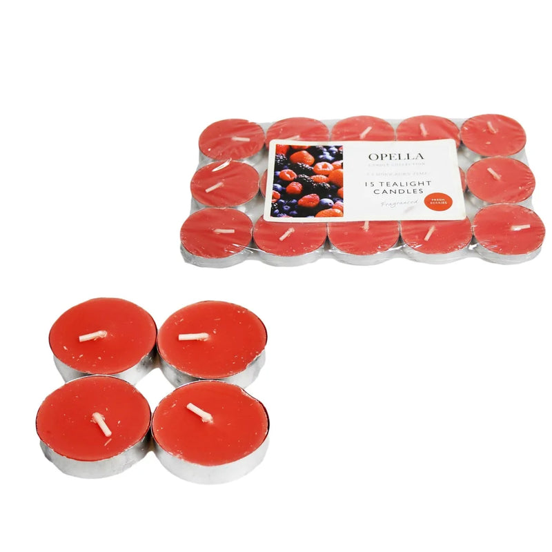 Opella Beautifully Berries Scented 15 Pack Tealight Candles - 3.5 Hour Burn Time