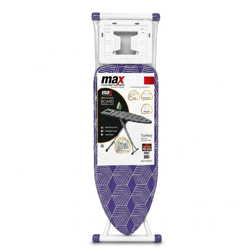 Ma x Housewares Ironing Board Adjustable Height Mesh Surface White Legs