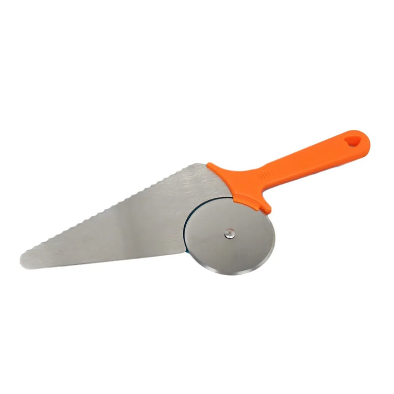 Stainless Steel 2 In 1 Pizza Cutter Slice Service With Plastic Handle