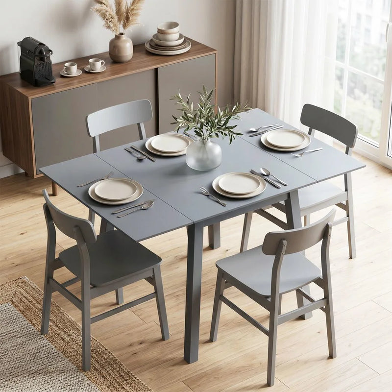 HOMCOM Solid Wood Folding Dining Table, Drop Leaf Table for 2-4 People,  Rectangle Kitchen Table