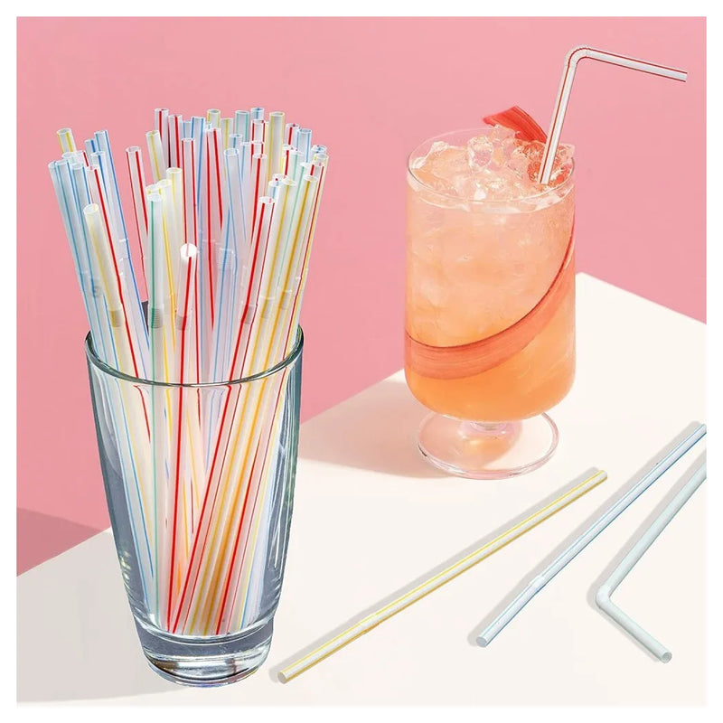 1000 x Plastic Straws Bendy Colourful Straw Birthday Wedding Summer Party Drink