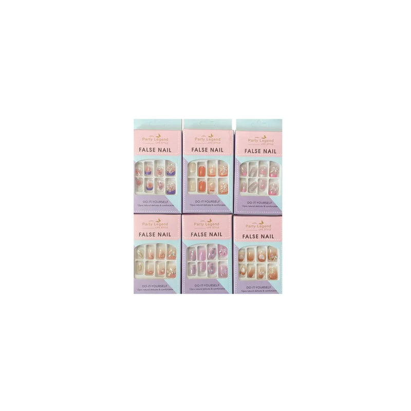 Artificial Fake Nail E x tensions With Bow Assorted Designs