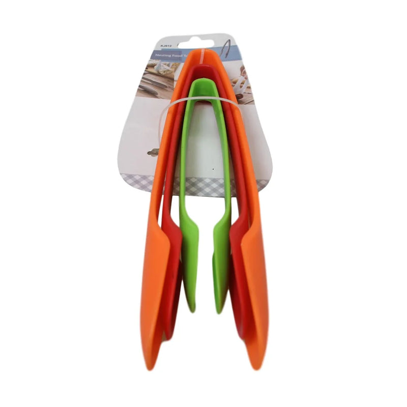 Plastic Kitchen Bbq Salad Food Serving Tongs Pack Of 3 Assorted Colours