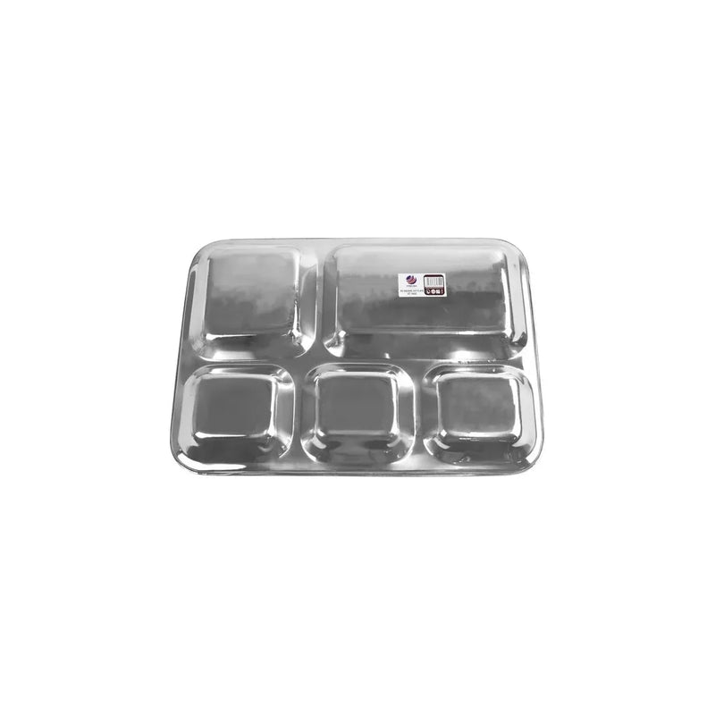 Stainless Steel 5 Compartment Dinner Lunch Tray