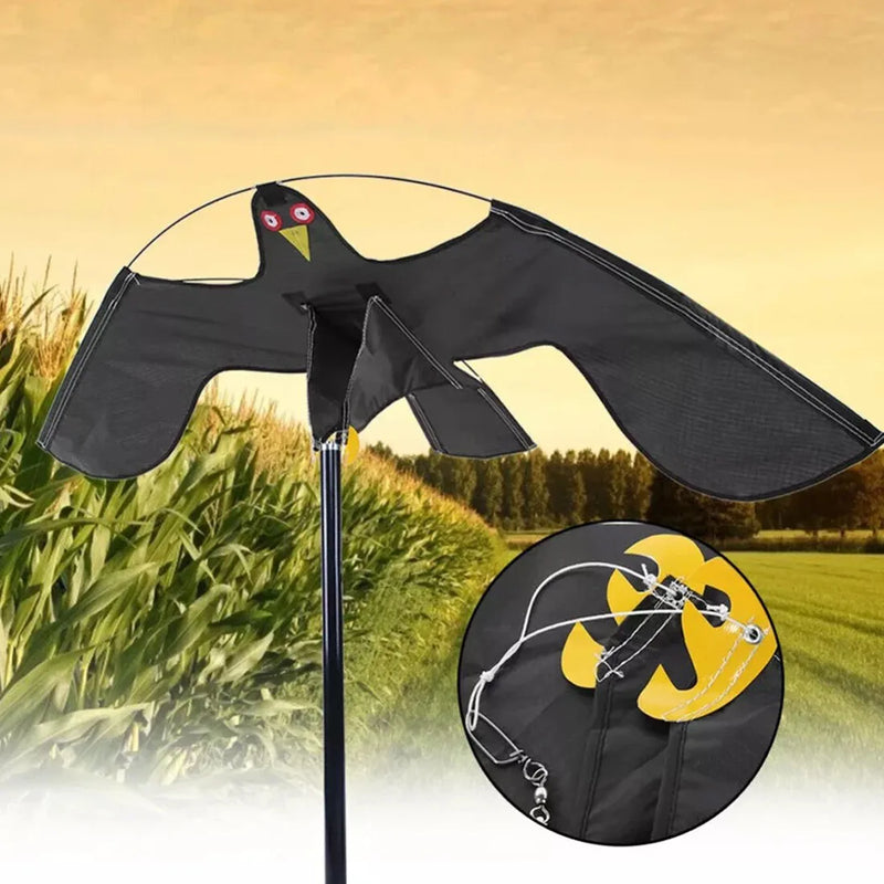 Flying Hawk Kite Garden Bird Repeller Scarer Extendable With 4m Telescopic Poles