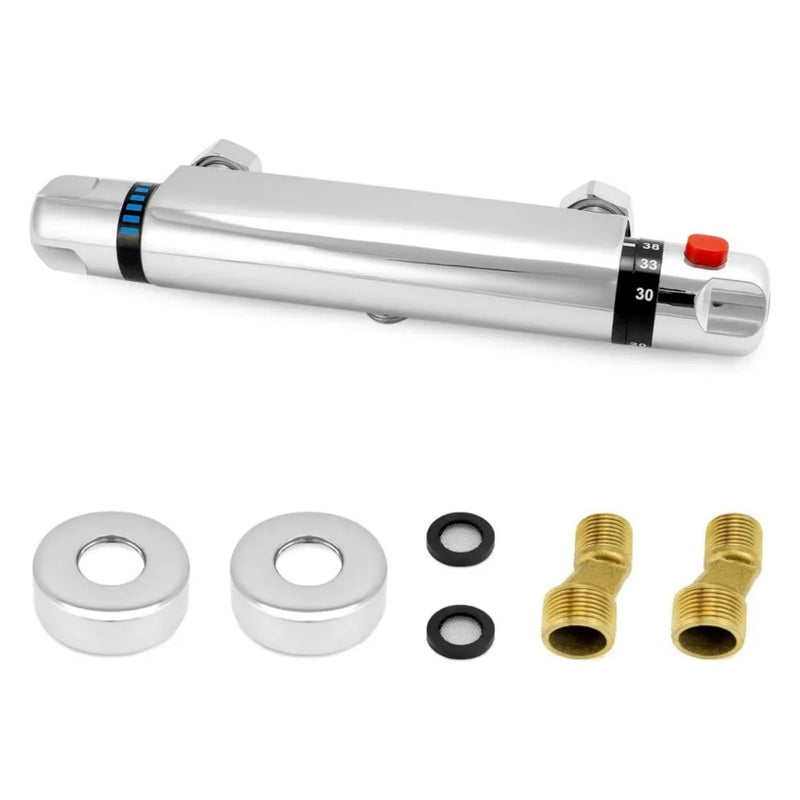 Bathroom Exposed Bar Thermostatic Shower Mixer Valve Tap Chrome 1/2" Outlet New