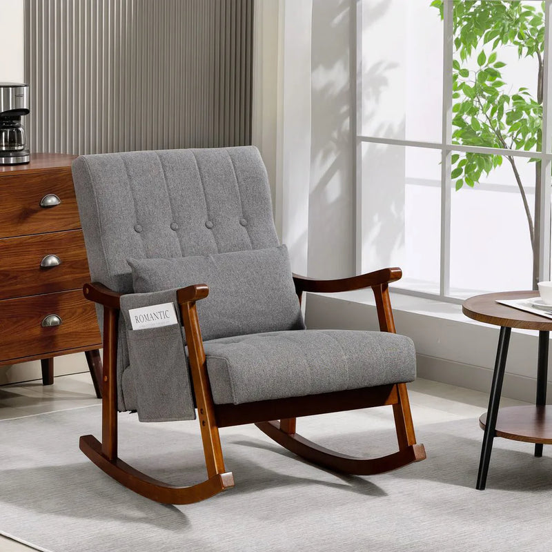 HOMCOM Wood Frame Rocking Accent Chair - Grey