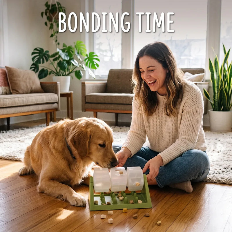 360° Rotating Puzzle Dog Bowl Slow Feeder Anti Bloat Gulp Interactive Feed Dish-green