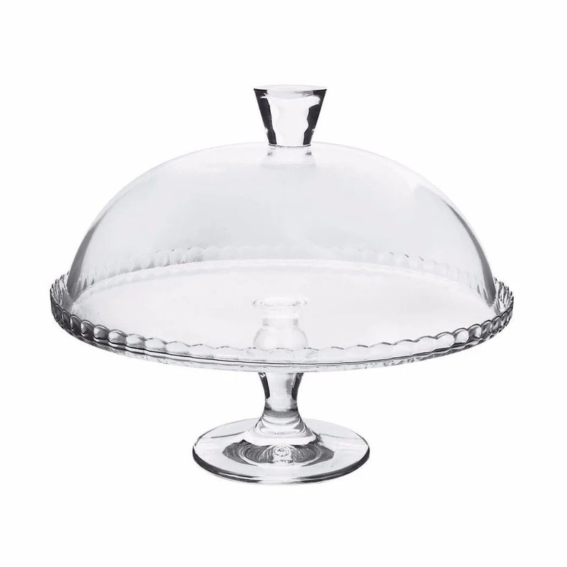 Pb Footed Glass Cake Dessert Stand Plate And Dome
