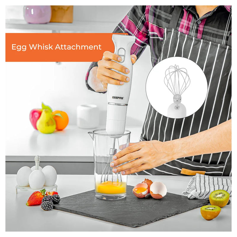 Electric Kitchen 4 In 1 Hand Blender Stick Including Whisk 200W White