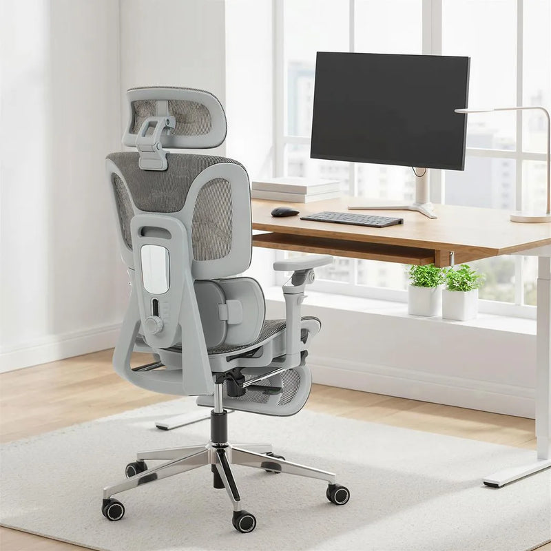 HOMCOM Ergonomic Office Chair, High Back Mesh Desk Chair, Grey