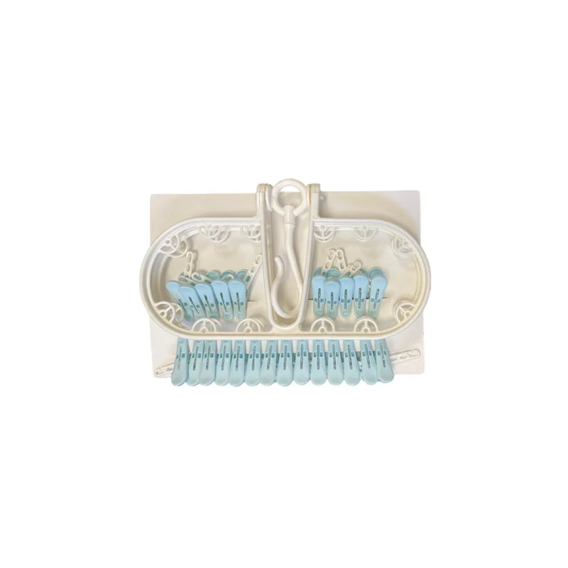 Foldable Plastic Laundry Socks 24 Clothes Peg Hanger Assorted Colours