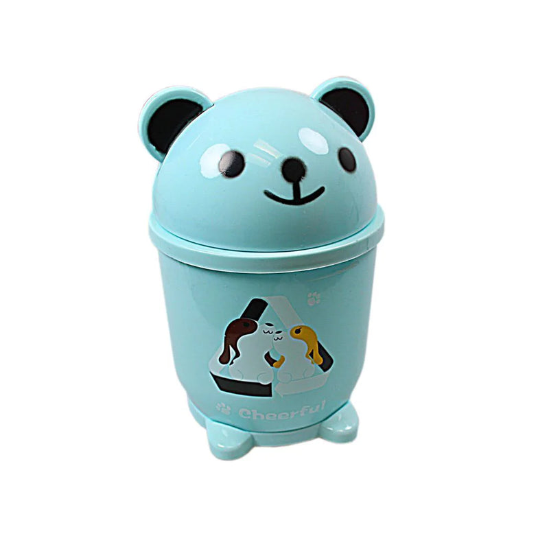 Mini Plastic Desk Bin With Animal Cartoon Design Assorted Colours