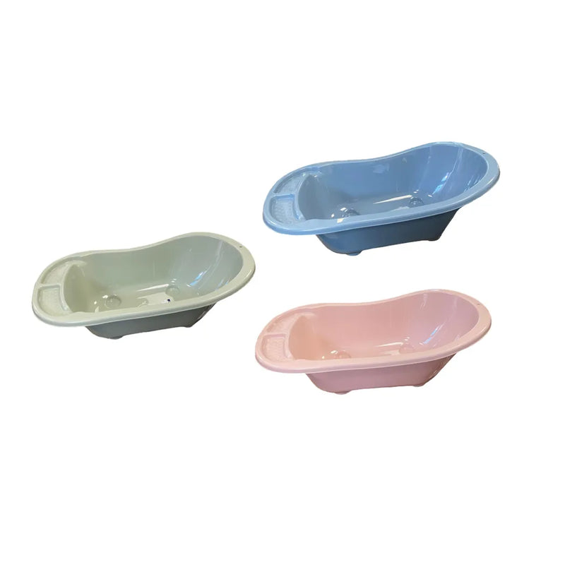 Plastic Baby Bath With Drain Assorted Colours
