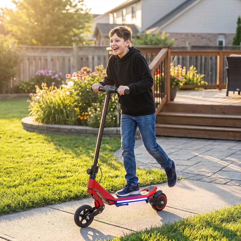 SPORTNOW Electric Scooter for Kids, Foldable E Scooter for Age Age 6 with LED Display, RGB lights, Up to 16km/h, Red