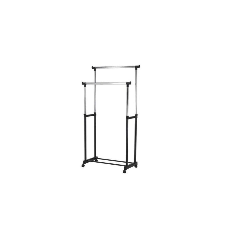 Double Garment Holder Stainless Steel Clothes Pole Rack Adjustable 25 Kg